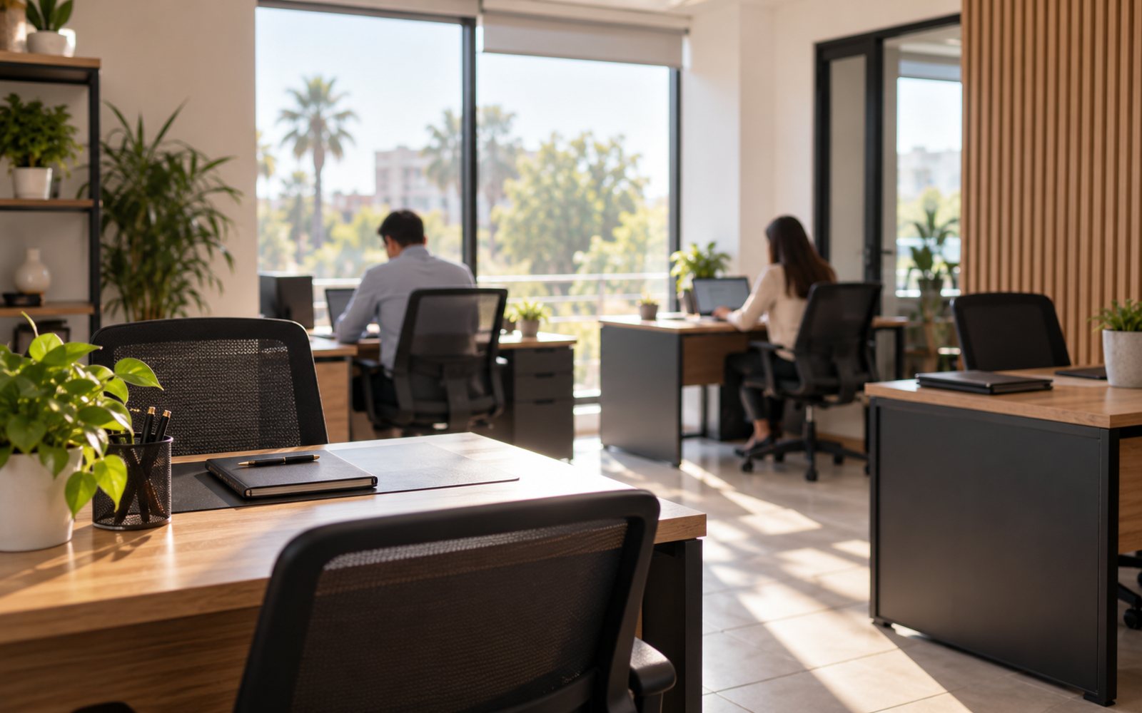 Oficina con personas trabajando